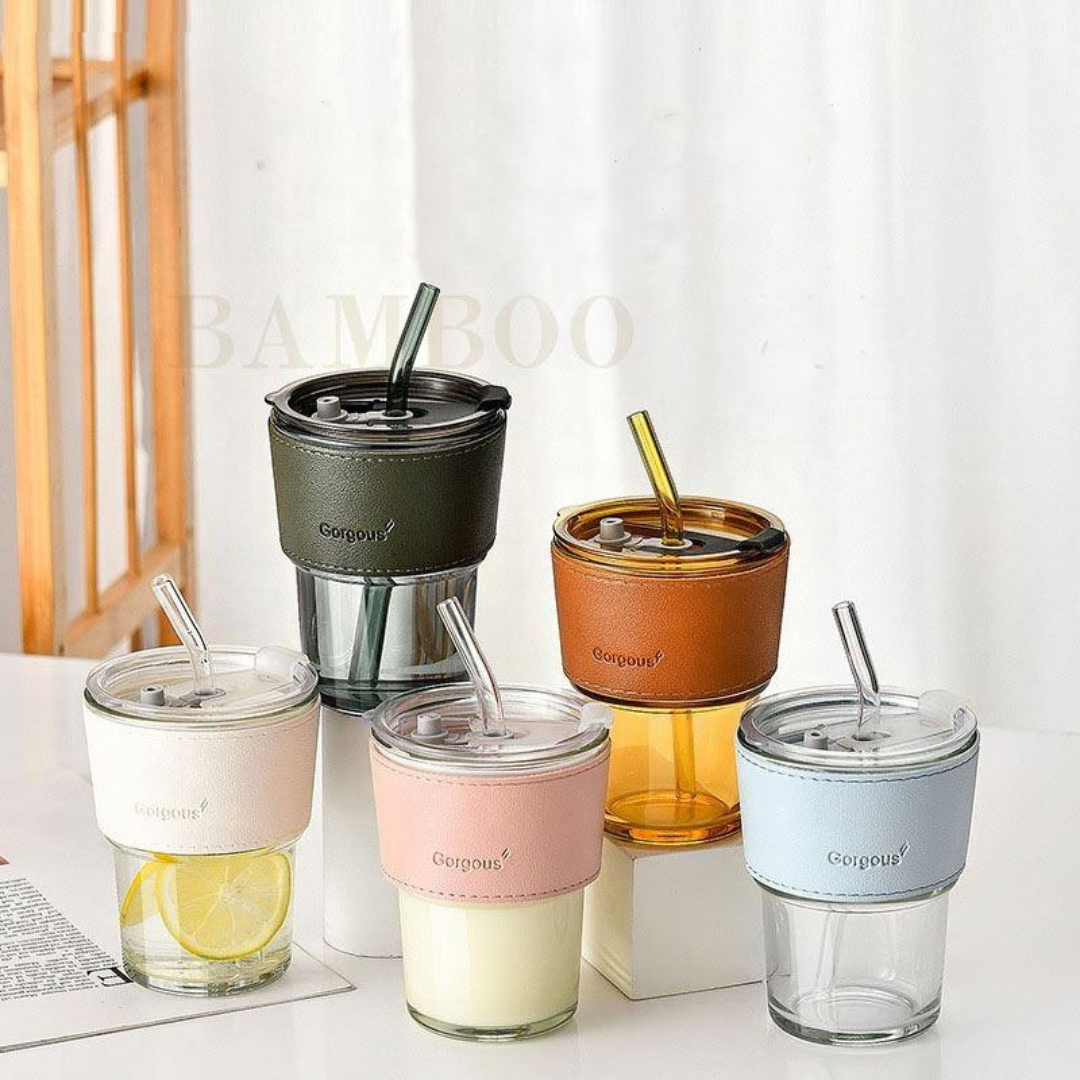 Glass Tumbler with Leather Sleeve