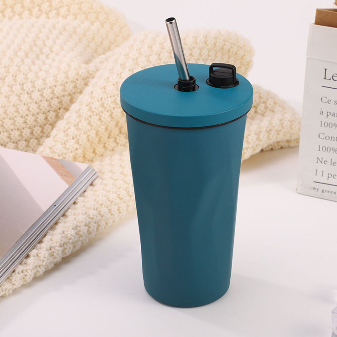 Stainless Steel Mug with Straw