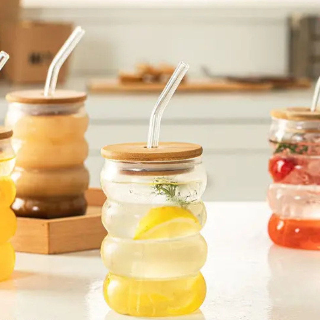 Curved Glass with Bamboo Lid
