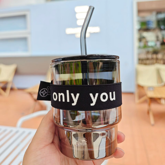 Glass Mug with Straw and Sleeve